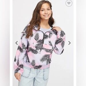Justice Pink and Black Palm Print Half-Zip Pullover